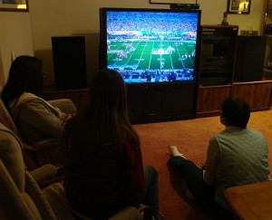 NFL football game at home